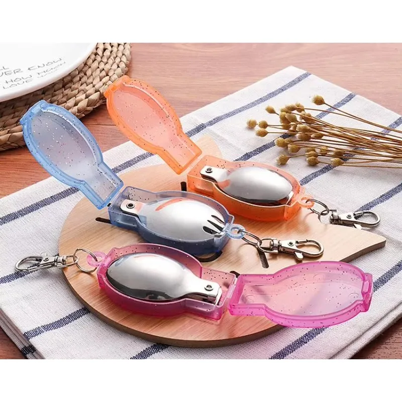 Outdoor Camping Hiking Stainless Steel Metal Fork Spoon Tableware Cookout Picnic Foldable Spork