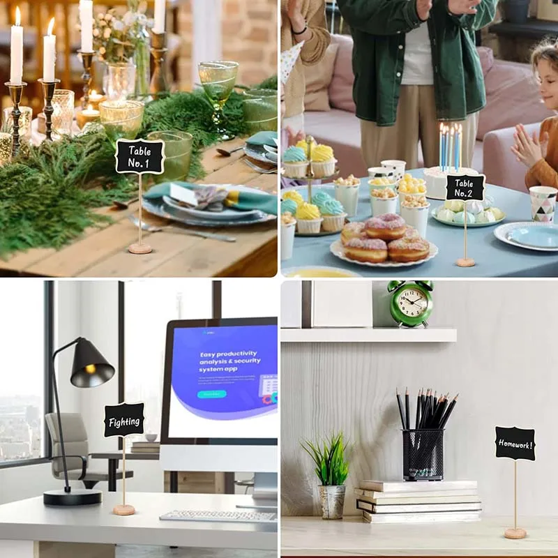 10Pcs Mini Wooden Chalkboard Wedding Blackboards Message Sign Food Buffet Labels for Wedding Birthday Party Table Place Card