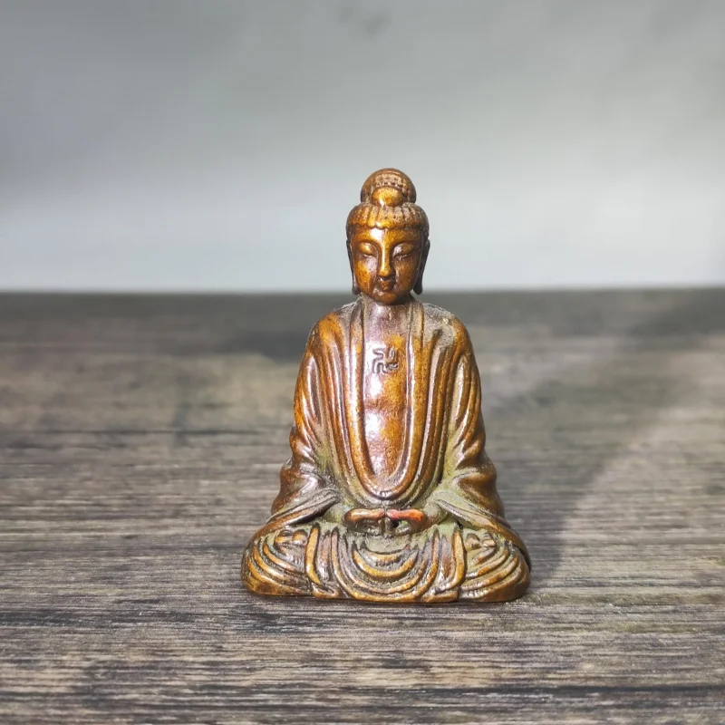 

Solid brass office desk ornament, lotus Buddha antique bronze tea pet craft, small gift, hand-held toy