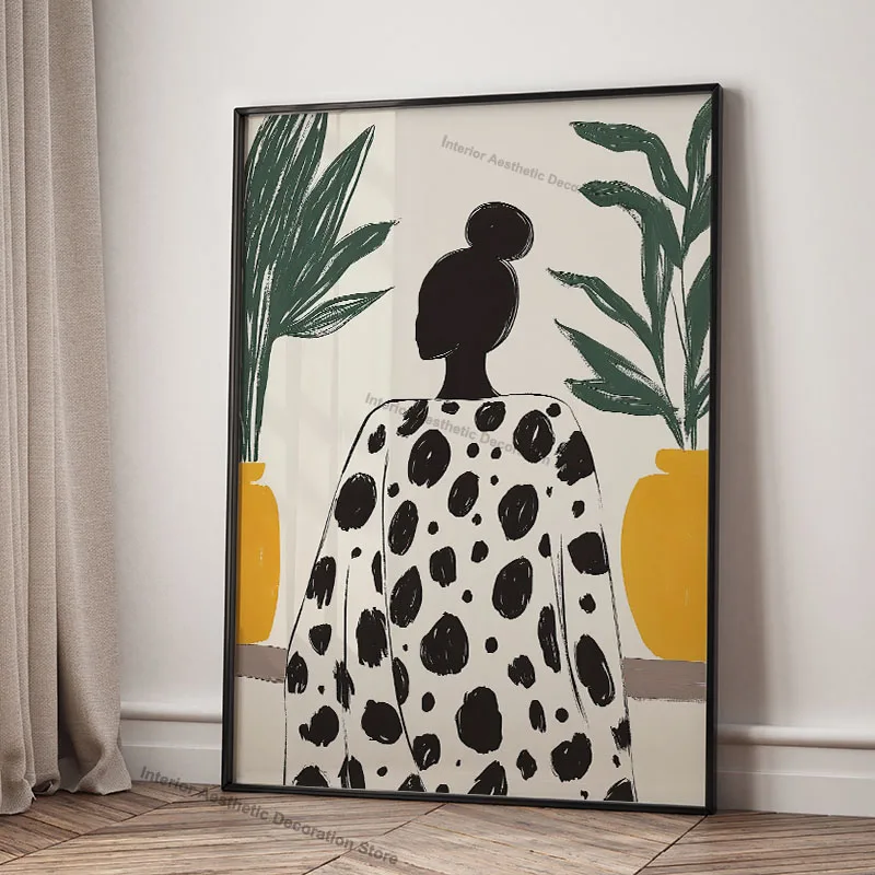 Botanical Art Girl Flower Leaf Wall Art Canvas Painting Abstract Poster Prints Pictures For Living Room Girl Bedroom Home Decor