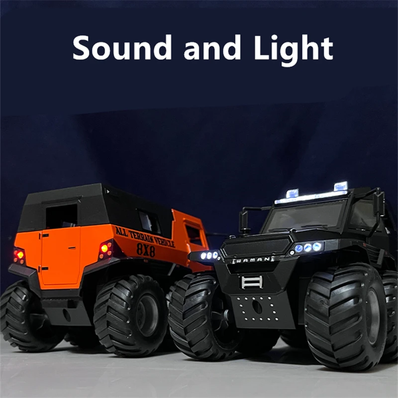 1:24 Alloy Diecast Russia Conqueror Shaman 8x8 SUV Car Model Armored Off-road 8Wheels Police Car Vehicle Model For Children Gift