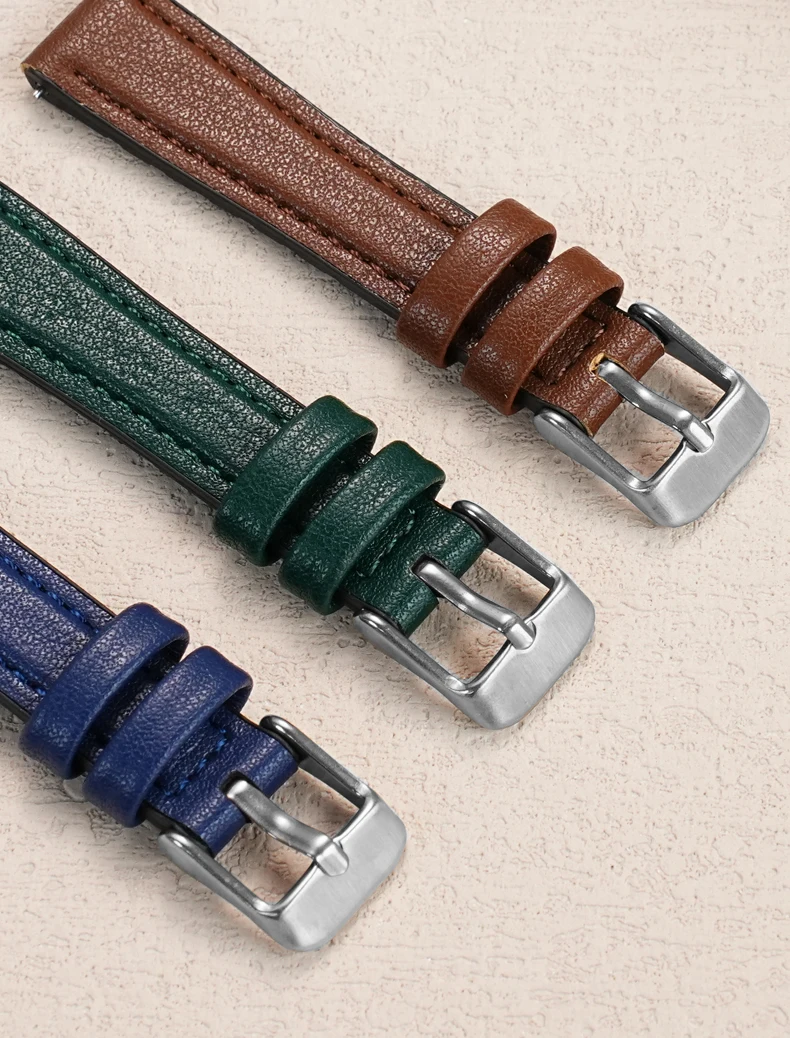 لينة حزام (استيك) ساعة حزام المرأة 10 مللي متر 12 مللي متر 14 مللي متر حجم صغير عرض الطبقة الأولى جلد البقر سيليكون أسفل أشرطة ساعات اليد حزام رقيقة جدا