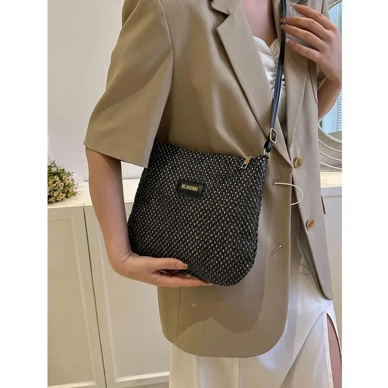 Ladies Fashion Summer Straw Crossbody Bag Women Beach Holiday Shopping Woven Shoulder Handbag Messenger Purses for Women Bags