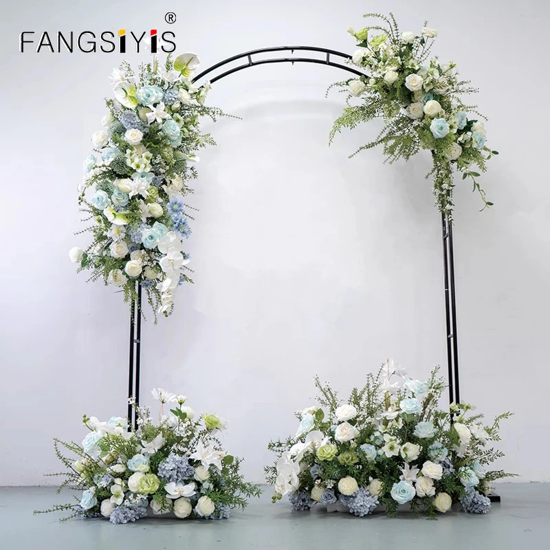 

Luxury Rose hydrangea Green Plants Flower Row Runner Wedding Backdrop Arch Decor Floral Arrangement Hang Flower Event Party Prop