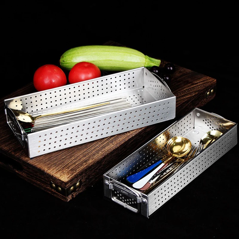 Boîte à couverts en acier inoxydable 304, porte-baguettes, égouttoir de vaisselle de cuisine, baguettes domestiques cuillère couteau fourchette boîte de rangement