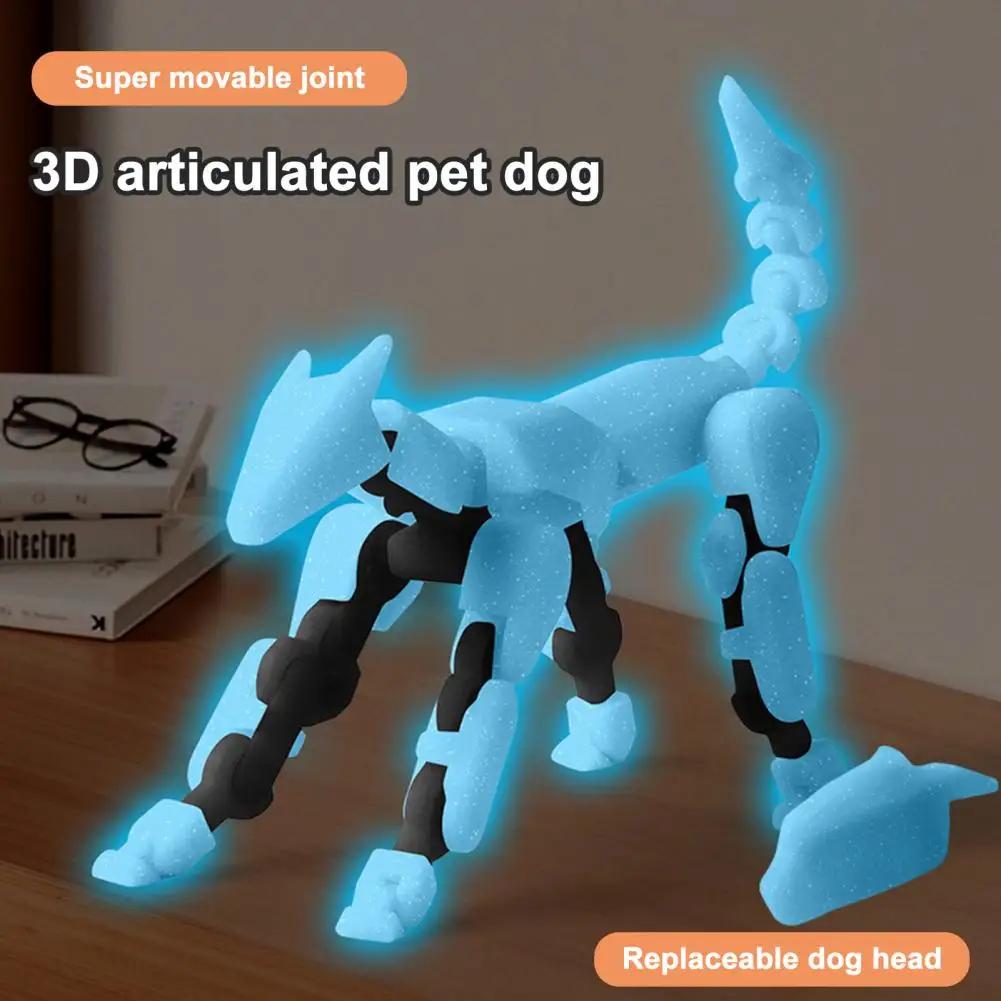 3D Printed Hound Action Figure Multi-jointed Movable Robot Dog Model Articulated Animal Figurine Desktop Decoration Gift