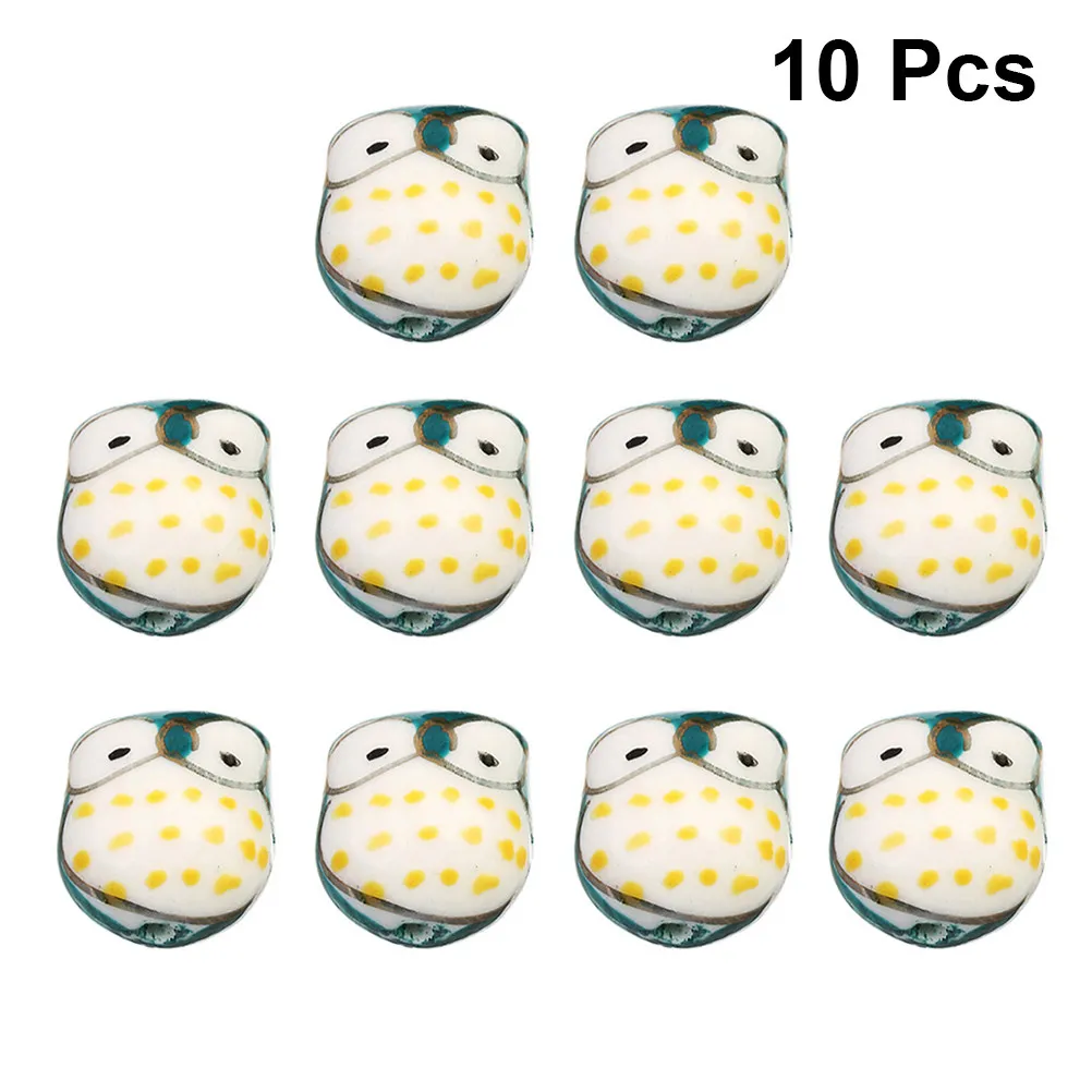 

10Pcs Cute Cartoon Owl Ceramic Loose Beads DIY Jewelry Making Craft Supplies Home Decoration Kids Activity Creative Fashion Bead