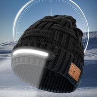 LED Lighted Beanie Hat Smart Bluetooth Connection Supporting Wireless Calls And Music Headlamp Cap Night Lighted Hat