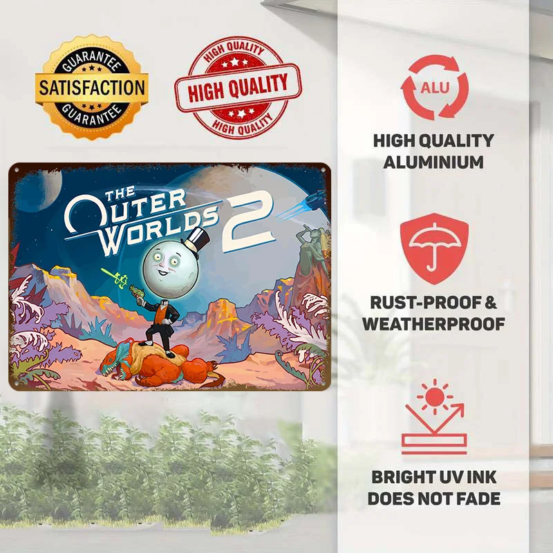 The Outer Worlds 3D Texture Printed Poster Customized Wall Art Vintage Metal Tin Signs for Decoration Garage Accessories House