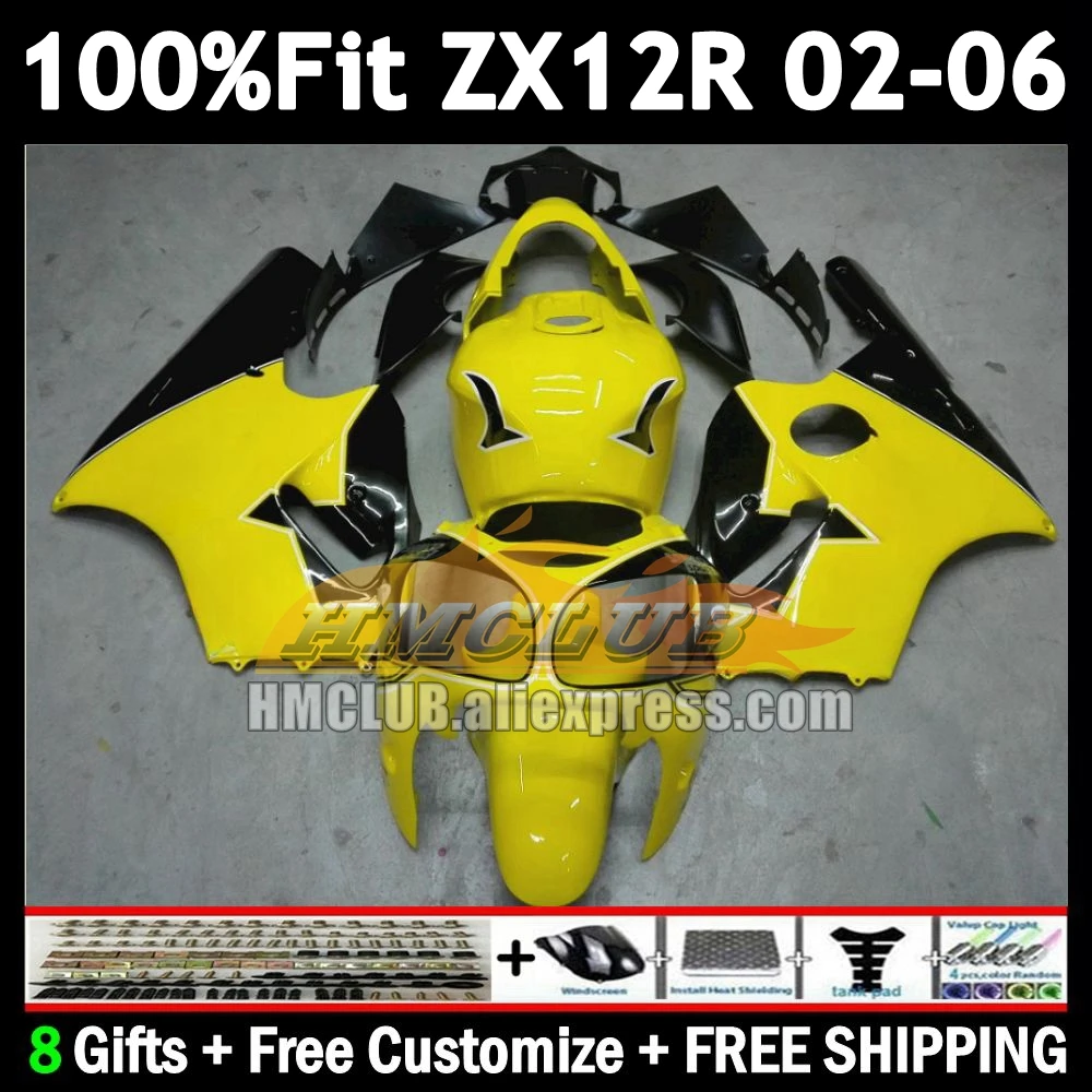 Injection For KAWASAKI NINJA ZX 12R 12 yellow blk ZX-12R 2002 2003 2004 2005 2006 177No.7 1200CC ZX12R 02 03 04 05 06 Fairing