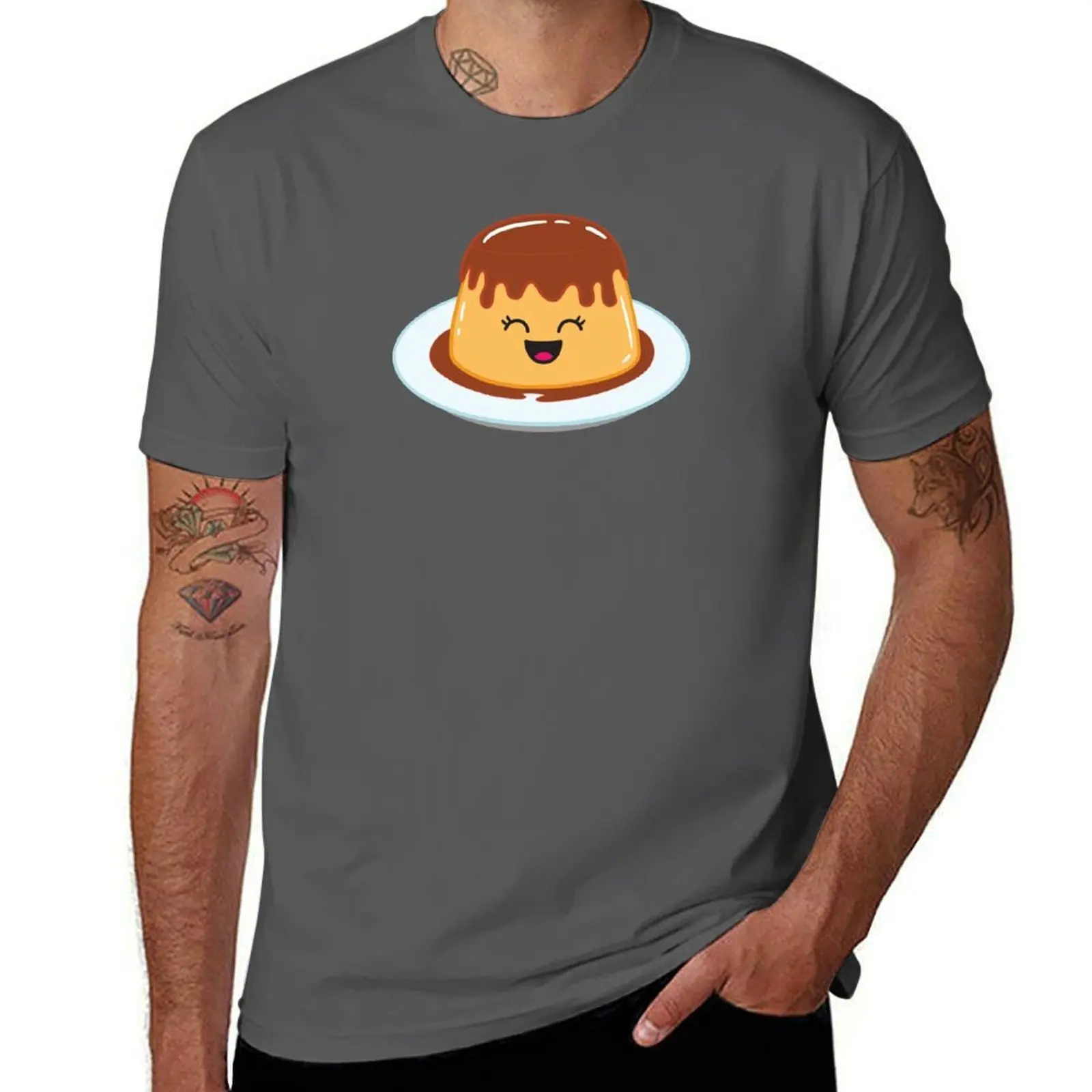 Camiseta Kawaii Leche Flan Excited, camiseta informal para uso diario