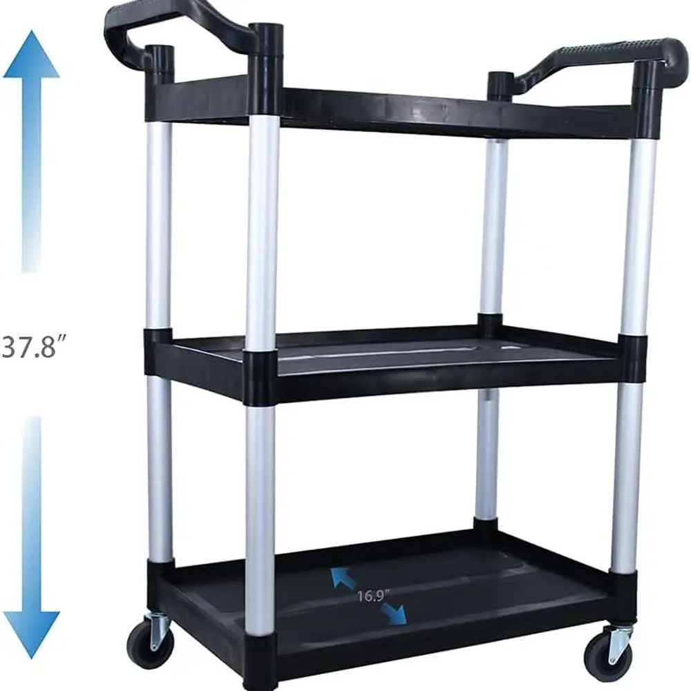Carrinho utilitário com fechadura para serviço pesado com rodas, capacidade de 390 libras, ideal para restaurante, casa, escritório, cozinha e oficina, preto