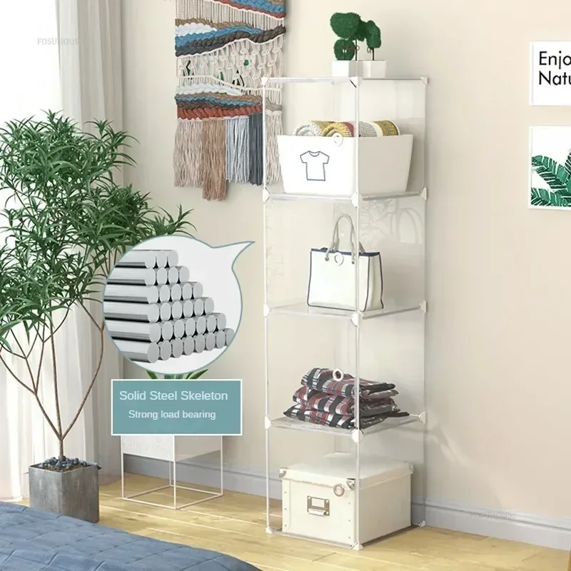 #Simple Transparent Wardrobes Bedroom Living Room Storage Cabinet Simple Plastic Storage Box Home