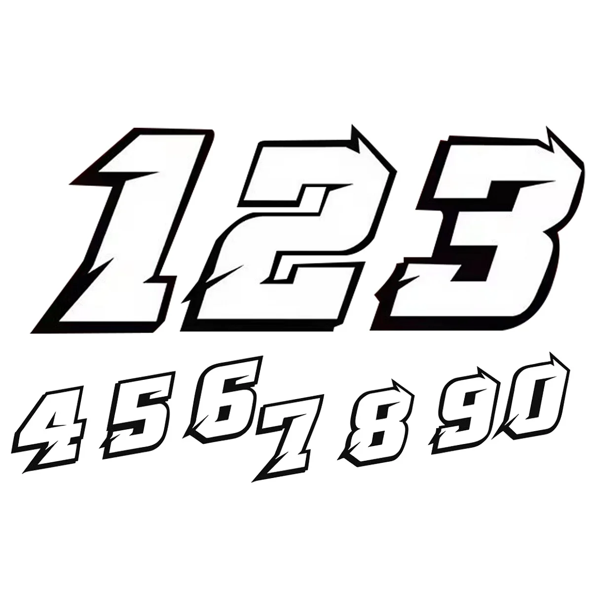 

1 шт. 0-9 белый номер мотоциклетная наклейка мотоцикл топливный бак боковые панели скутер шлем DIY декоративные виниловые наклейки высота 5/10 см