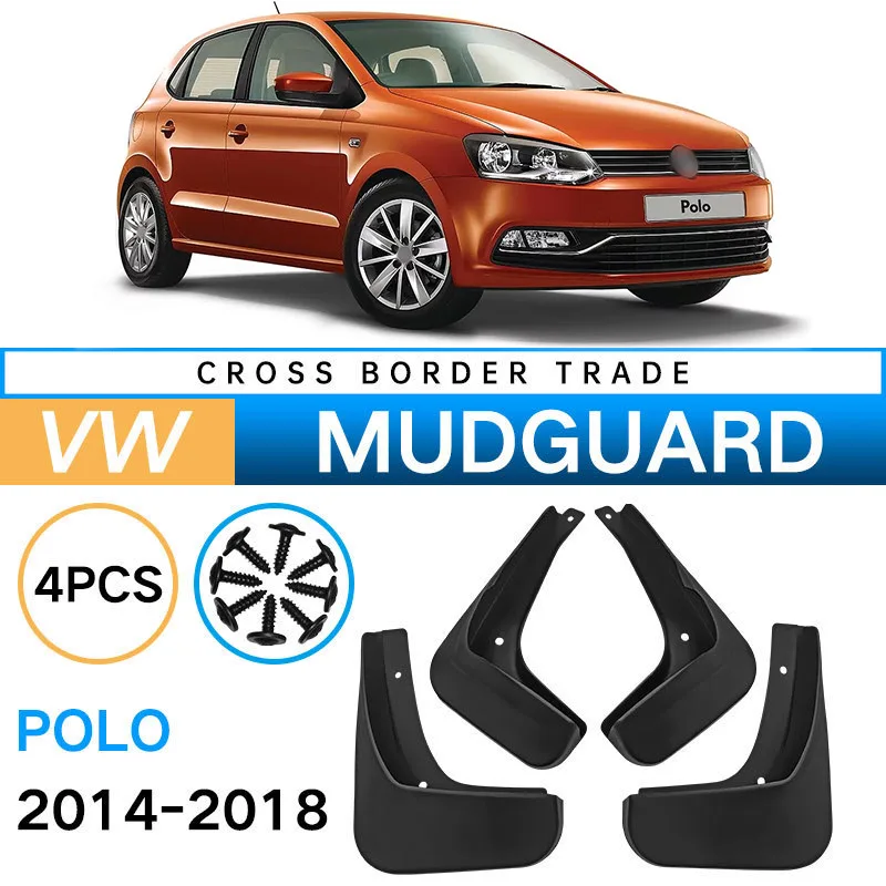 Universal  Mud Flaps Soft Rubber Splash Guards for Volkswagen Polo 2014-2018  Crossroads All-Season Protection OEM Style Design