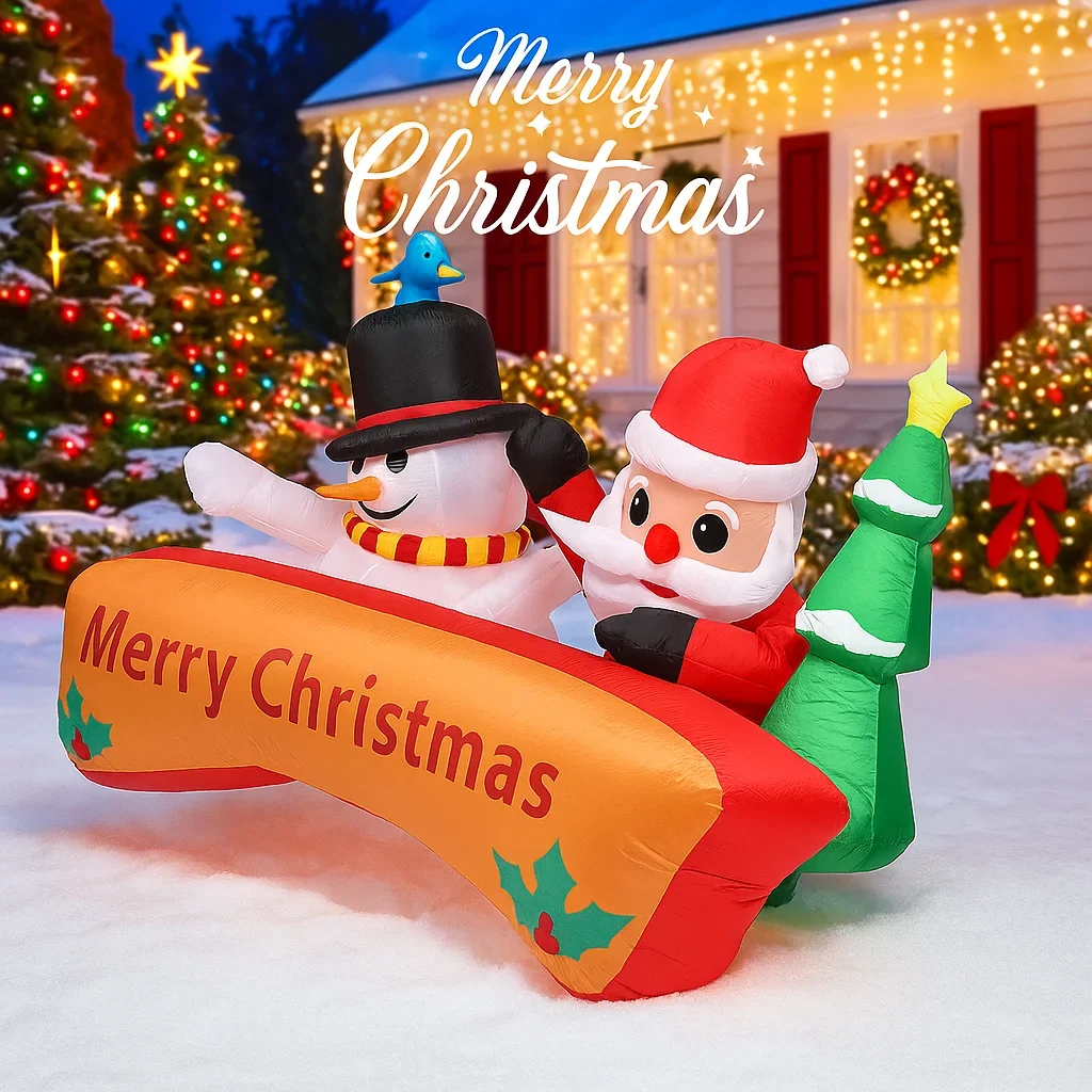 5.91FT مصباح ليد عيد الميلاد لعبة قابلة للنفخ ساحة زينة ثلج سانتا كلوز راية ديكور المنزل لوازم عيد الميلاد الحلي عطلة #5