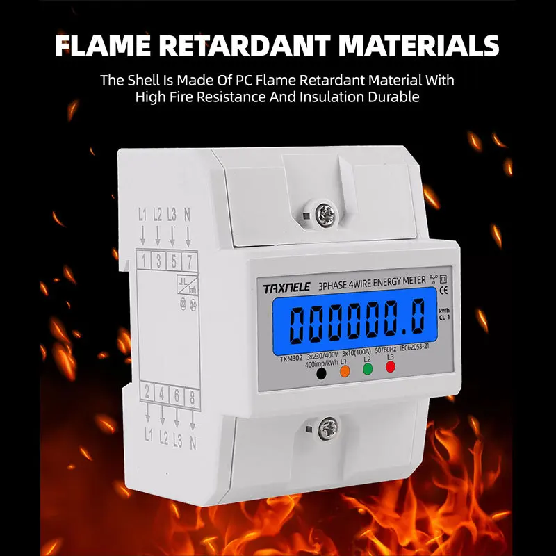 

Цифровой счетчик электроэнергии 380В переменного тока с ЖК-дисплеем, трехфазный, четырехпроводной, на DIN-рейку