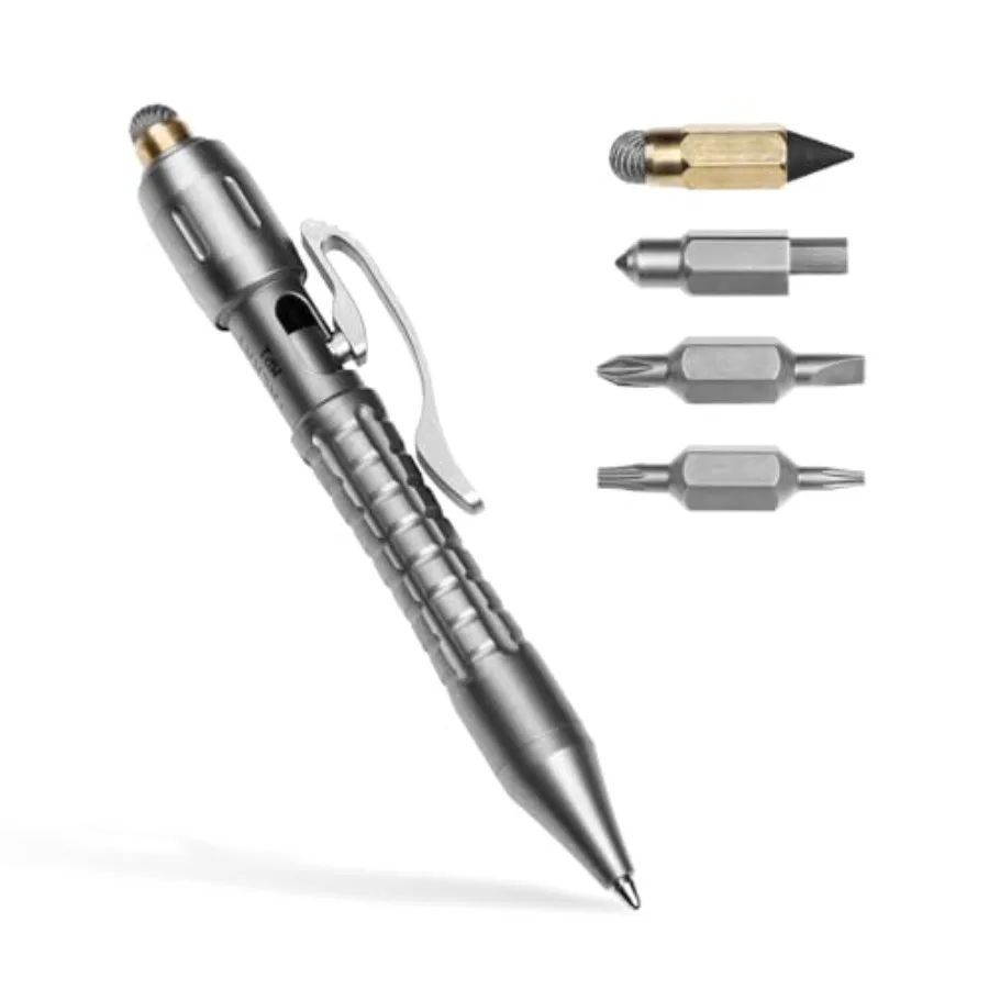 

MP1 Titanium Multitool Pen Mini EDC Pocket Pen with Replaceable Tool Heads Box cutter Tungsten Tip Screwdrivers Pencil and Styl