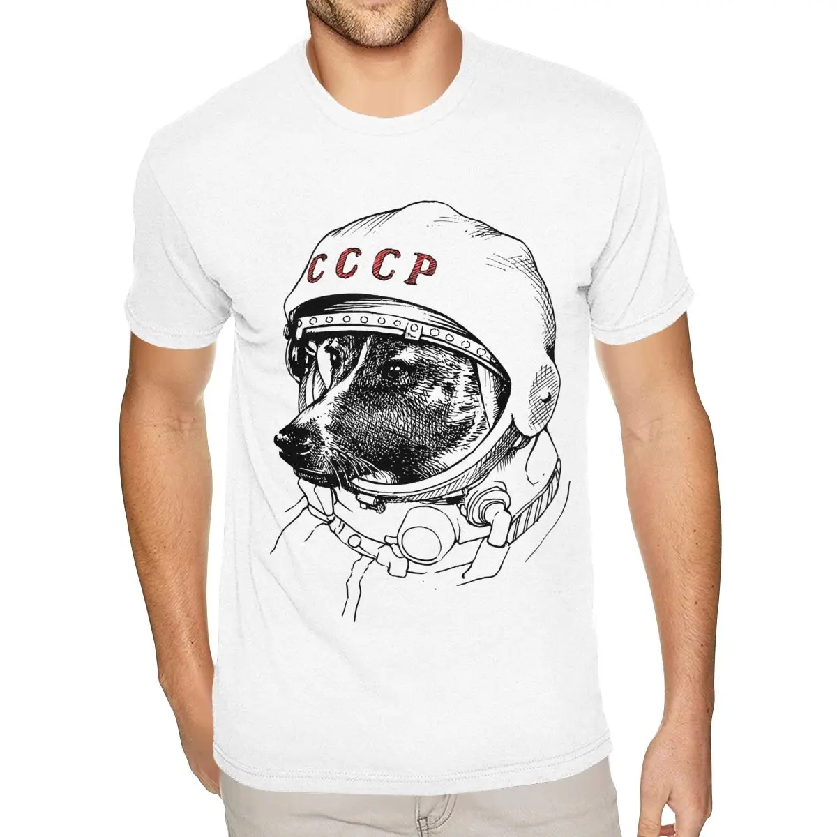

Футболка с геометрическим рисунком CCCP-Laika Space Traveler The Space Dogs, мужская белая футболка с короткими рукавами и принтом XXXL