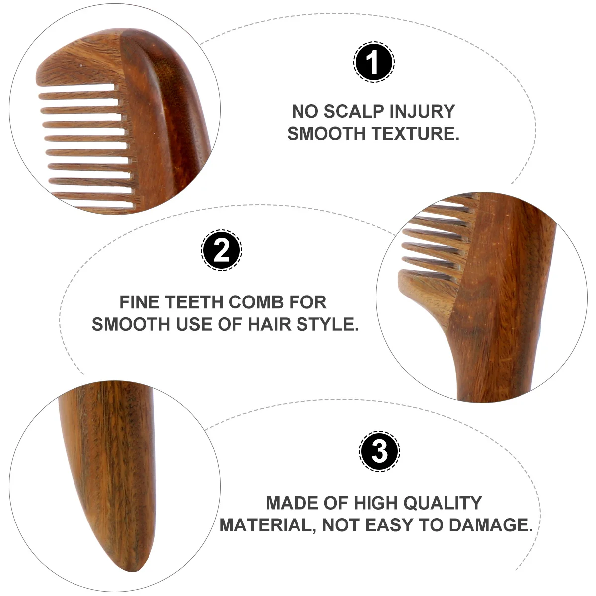 

Natural Sandalwood Comb Anti-Static Wooden Hair Comb Fine Tooth Design for Gentle Detangling Suitable As Gift for Family and