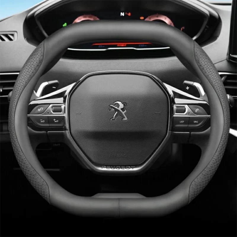 Leather Car Steering Wheel Cover for Peugeot 2008 GT 2016 2017 2018 2019 2020 2021 2022 2023 2024 2025 Auto Interior Accessories