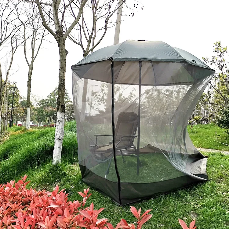 Wholesale Foldable Adjustable Bug Net Accessory Mesh Canopy With Fillable Base For Patio Umbrella