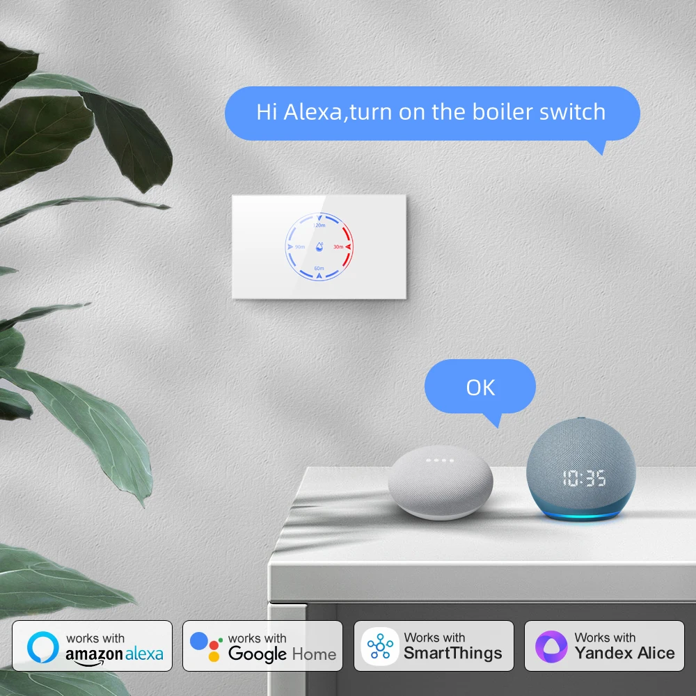 AVATTO Tuya WiFi Boiler Switch，Smart 4400W Countdown APP Remote Control Water Heater Switch For Israel,works Alexa Google home
