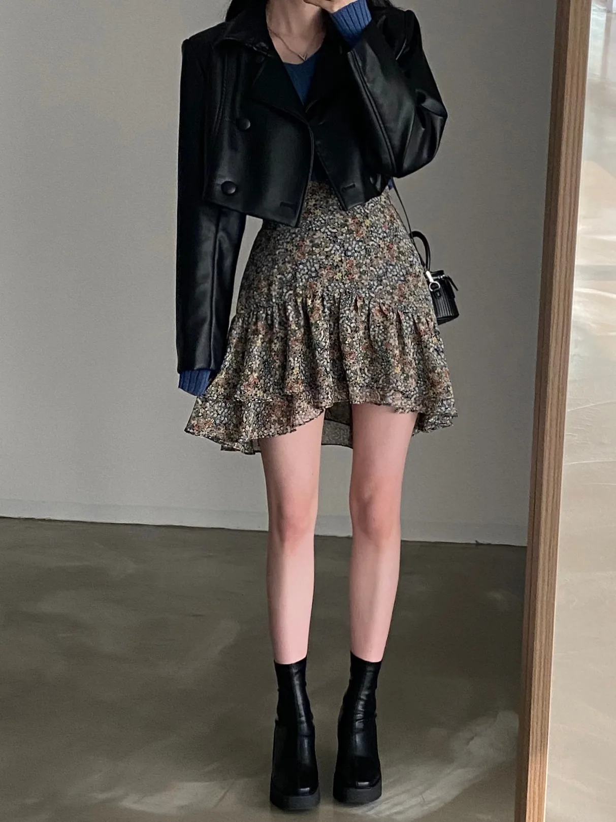 Chic ort PU cuero rompevientos abrigo coreano Sle suelta ajuste calidez mujer Faion Otoño Invierno nueva llegada Ele Splici...