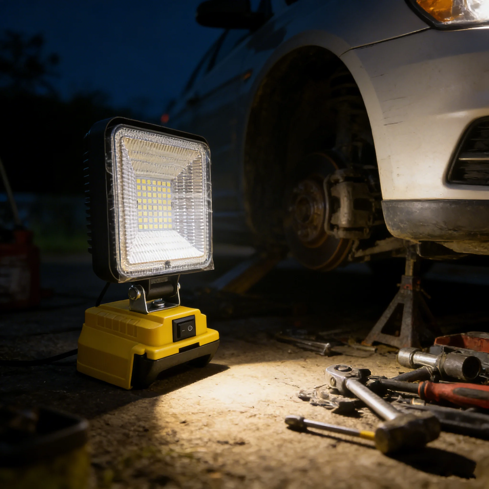 

4in USB Type-C Rechargeable LED Work Light, Cordless Emergency Flood Light Fit Makita Dewalt Milwaukee 18V-21V Battery