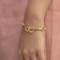 Fashion Stainless Steel Love Snake Chain Bracelet Family Engraving Name Bracelet Mother's Day Gift Women's Jewelry Wholesale
