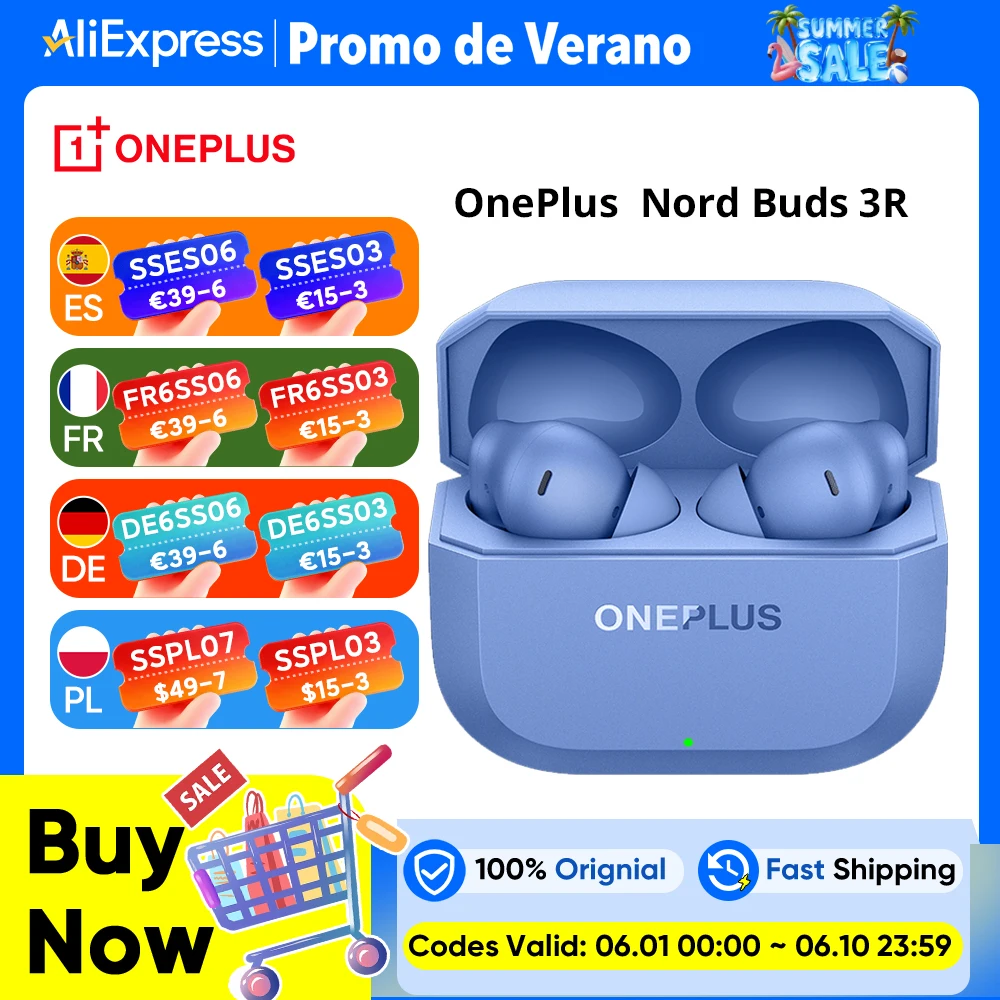 Auriculares OnePlus Nord Buds 3R, controladores dinámicos de 12,4 mm, Bluetooth® 5.4, Google Fast Pair