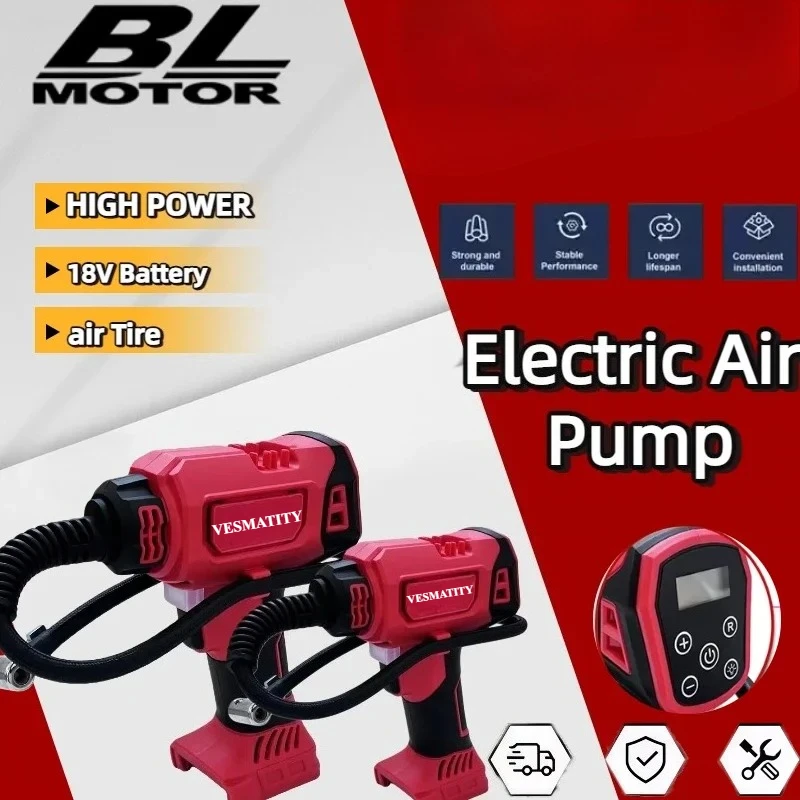 Cordless Electric Air Pump Car Tire Automatic Inflator Handheld Air Compressor Rechargeable  Fit Milwaukee Battery