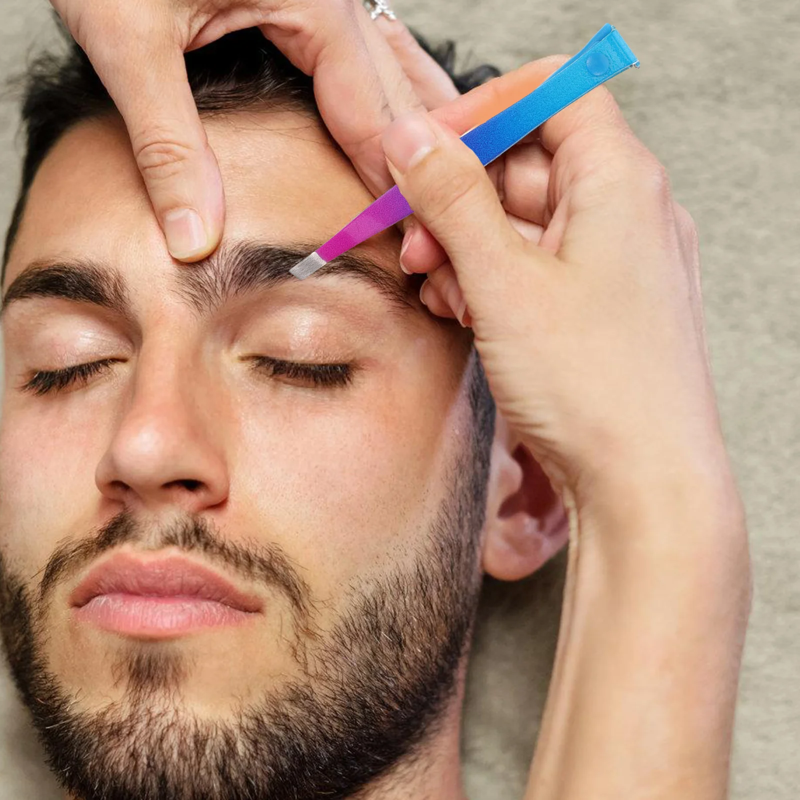 

Eyebrow Tweezers Blue Pink Gradient Double End Portable Precision Grip Lash Extensions Trimming Eyebrows Home Use Makeup Tool