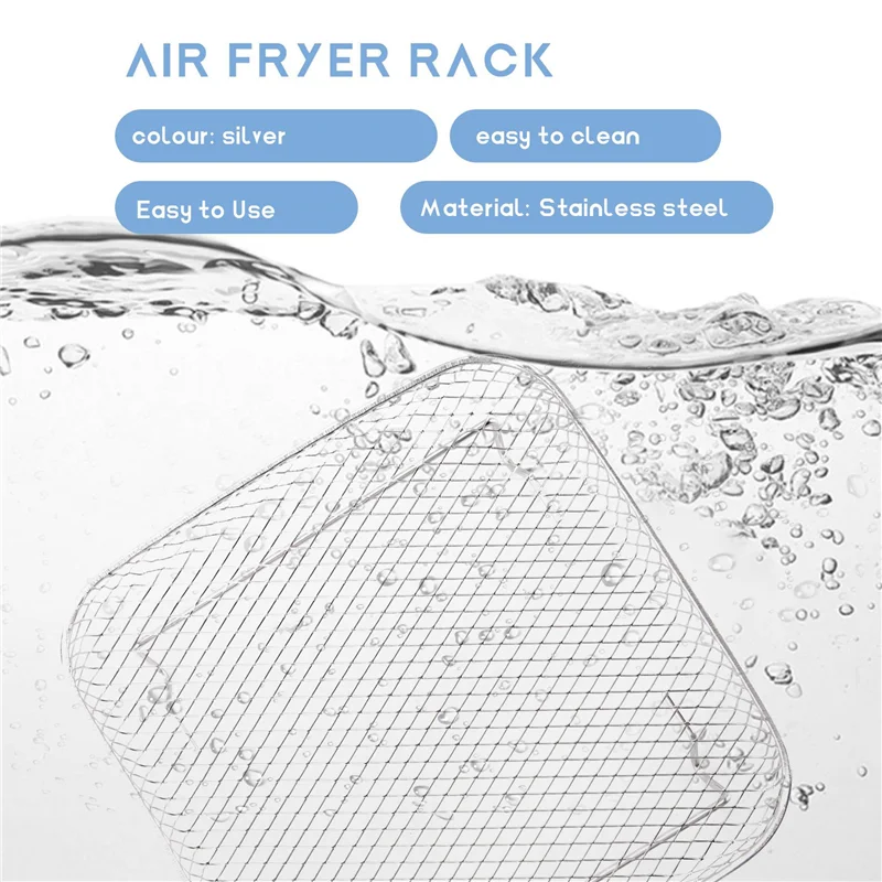 8 Inch Air Fryer Rack Square Three Stackable Racks,Stainless Steel Multi-Layer Dehydrator Rack,Air Fryer Accessories