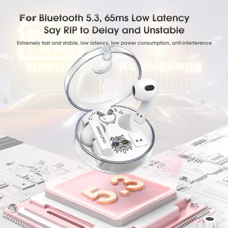 Bluetooth Wireless Earbuds, Wireless In-Ear Headphones, Noise Cancelling Earphones, Digital Display Low Latency Ear Buds for TV