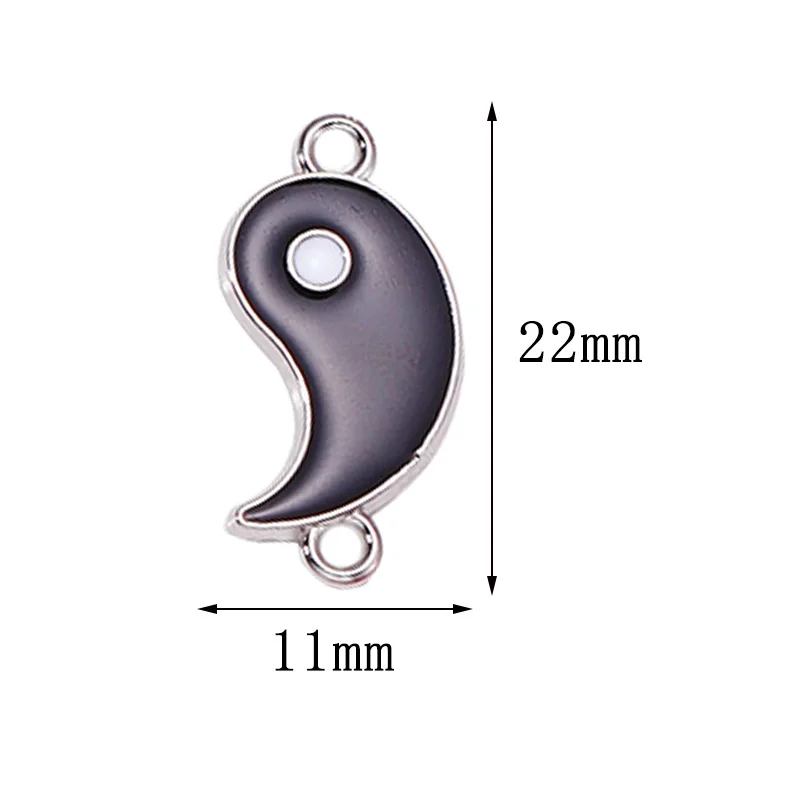 10Pcs/Lot Oil Drop Yin Yang Taiji Bagua Pendant Kung Fu Chinese Style Enamel Charm DIY Earrings Keychain Accessories Finding Set