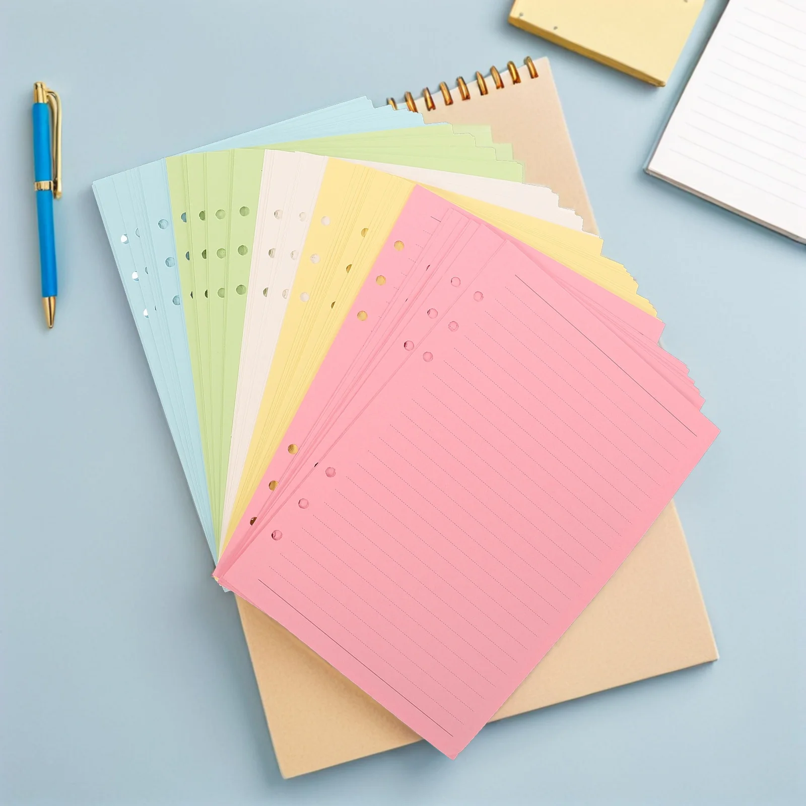 2Sets A5 Binder Refill Paper 6 Hole Lined Loose Leaf Planner Inserts Notebook Filler Ruled Diary Organizer Journal Refill