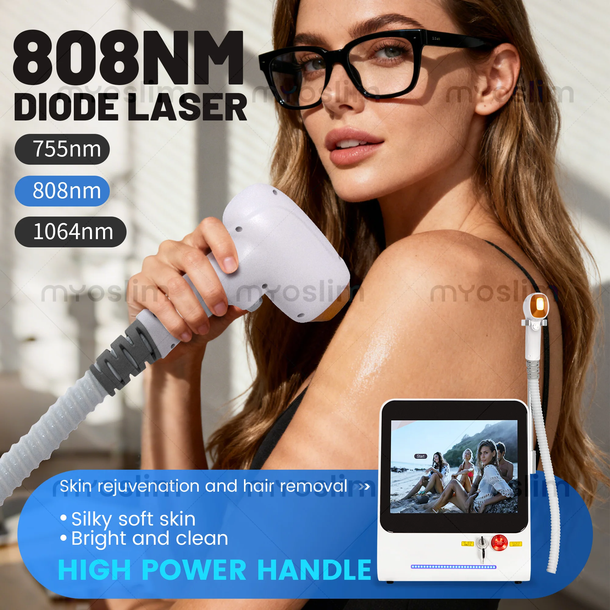 

3 Wavelengths Diode Laser Hair Removal Machine Professional Ice Titanium Epilator for Salon Permanent Remove Hair Device.