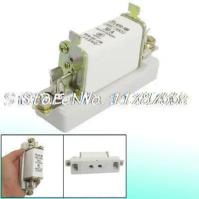 380V 50KA 30A Overload Protection Circuit Fuse Link w Ceramic Base RTO-50B