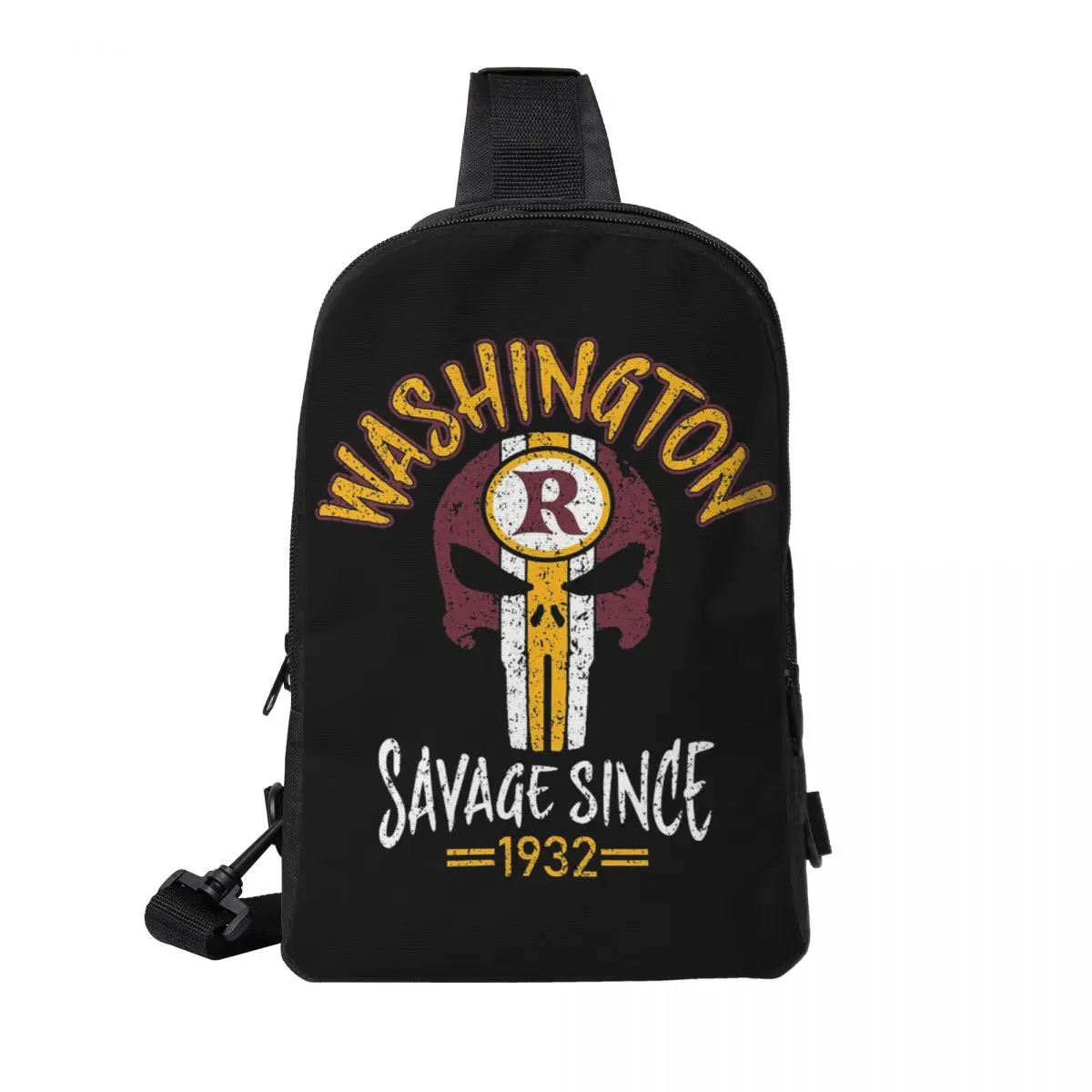 

Washington Pro Football Savage Skull 1932 Apparel Chest Bag Men Sling Crossbody Backpack Chest Bag Hiking Daypack Shoulder Bag