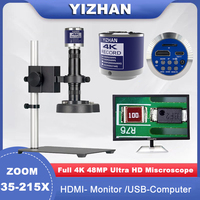 Yizhan Digital Microscope 2K 4K Industrial Microscope 48MP Type-C HDMI VGA Camera 35-215X C Mount Zoom Lens For PCB Soldering