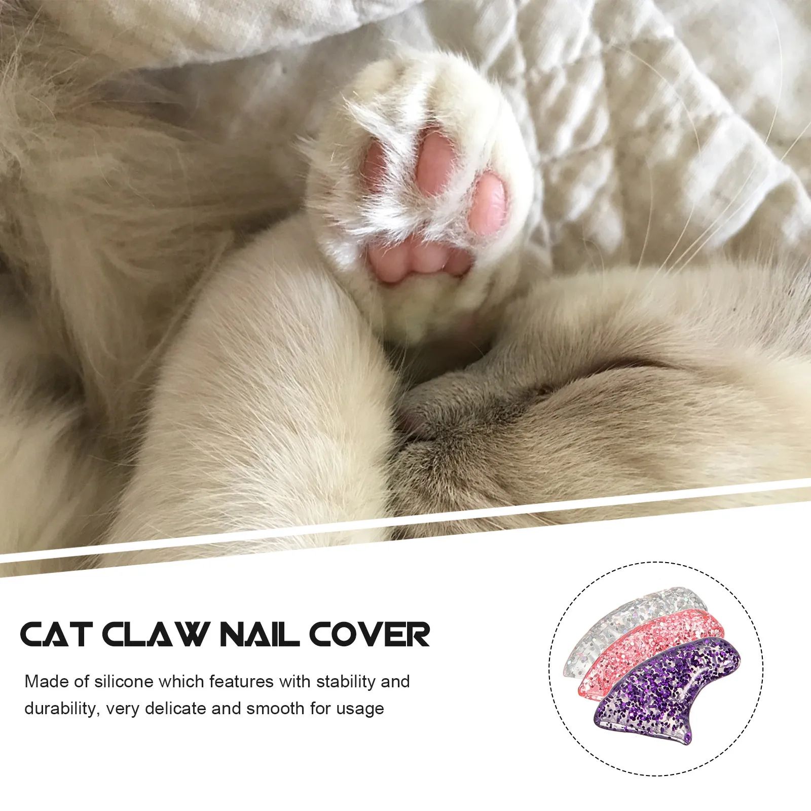 60Pcs Cat Claw Covers Silicone Nail Caps for Cats Colorful Anti-Scratch Pet Nail Protectors Smooth Design Non-Interfering Claw