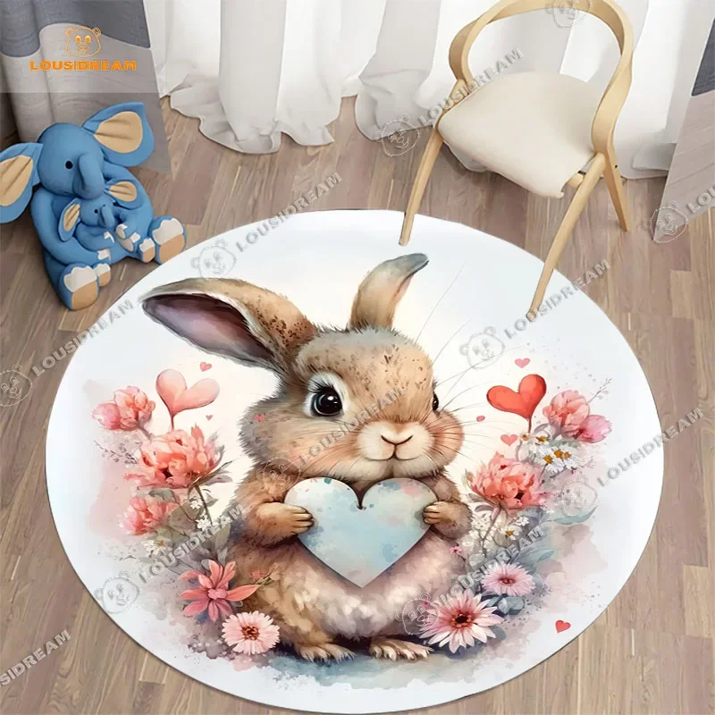 

Cartoon Round Carpet Living Room Animal Printed Round Area Rugs Parlor Bedroom Floor Mat Anti-slip Teenager Rugs New Year Gift