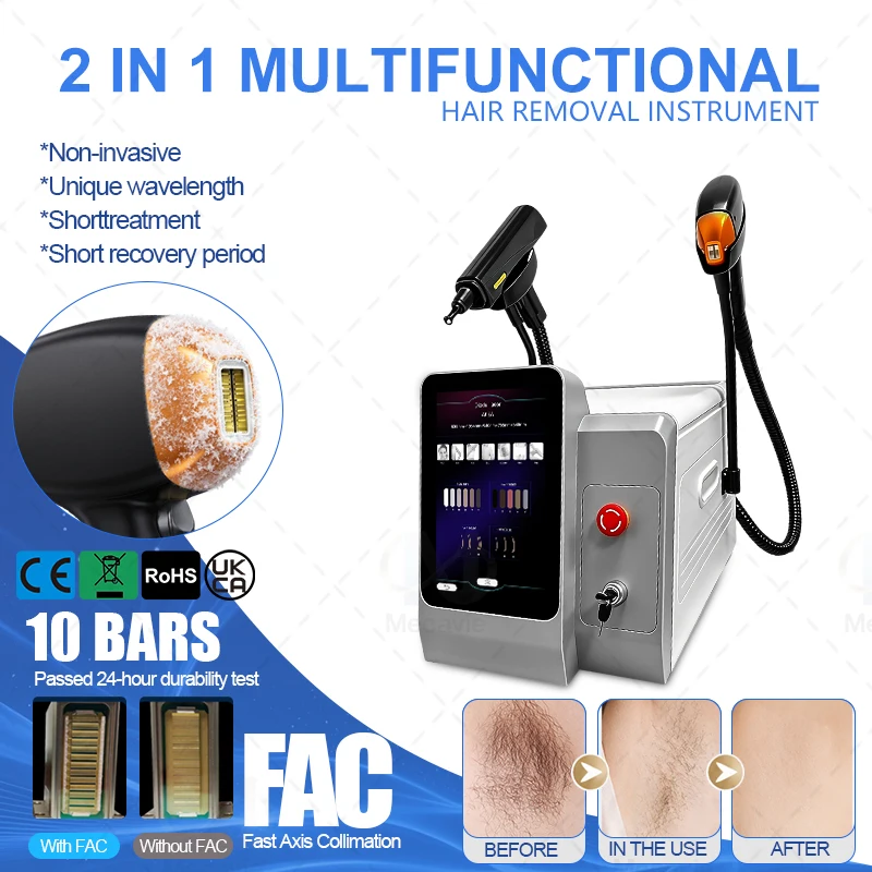 2 In1 Diode Laser Picosecond Machine 5 Wavelengths 755‑1064nm Ice Point Hair Removal Tattoo Removal Beauty Equipment