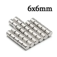 Imán de Neodimio Redondo Superfuerte de 6 mm x 6 mm, Imanes Potentes N35, Imán Permanente Pequeño de NdFeB para Refrigerador, 6x6