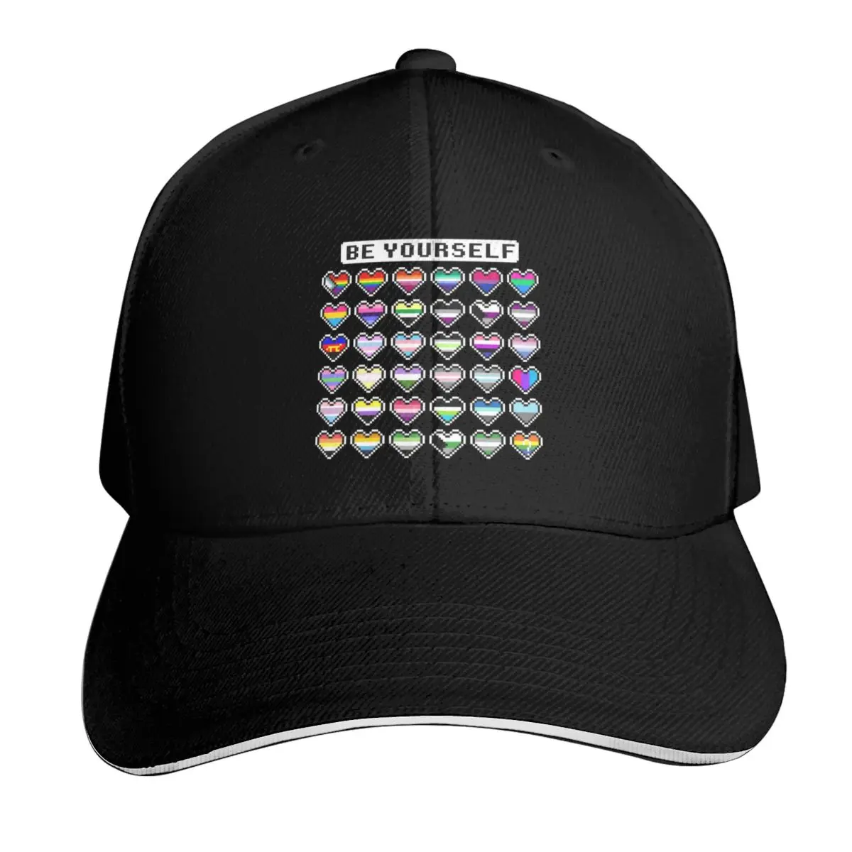 LGBTQ+ community flags pixel art white background Baseball Cap Men Women Casual Summer Sport Sun Cap