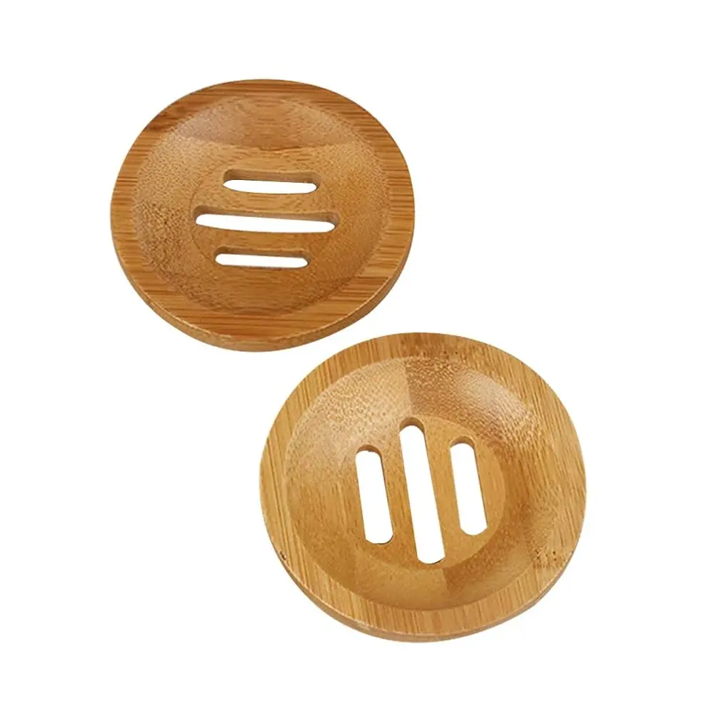 

2pcs Bamboo Soap Dish Soap Tray,Round Bath Holder Bamboo Dish for Shower Wood Holder Saver Container Bathroom Storage Case fo