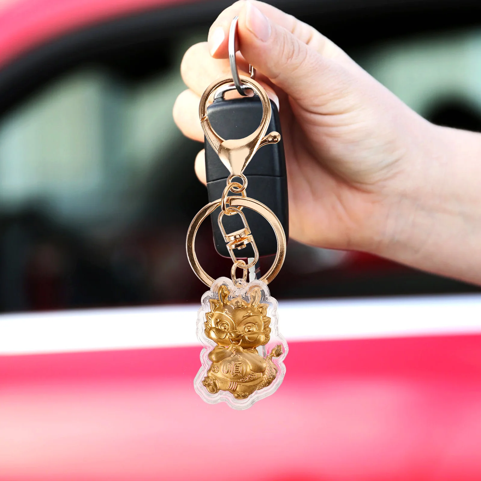 

2pcs Gold Foil Dragon Pendant Charm for Year of The Dragon Women DIY Decor Hanging Clip Retro Style Longevity Symbol