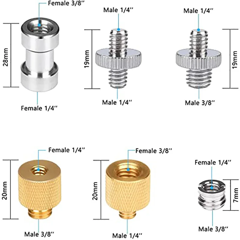 Śruba 1/4 22 szt. Adapter śruby statywowej, nakrętka adaptera śruby aparatu, zestaw adapterów śruby aparatu, konwerter śruby statywowej