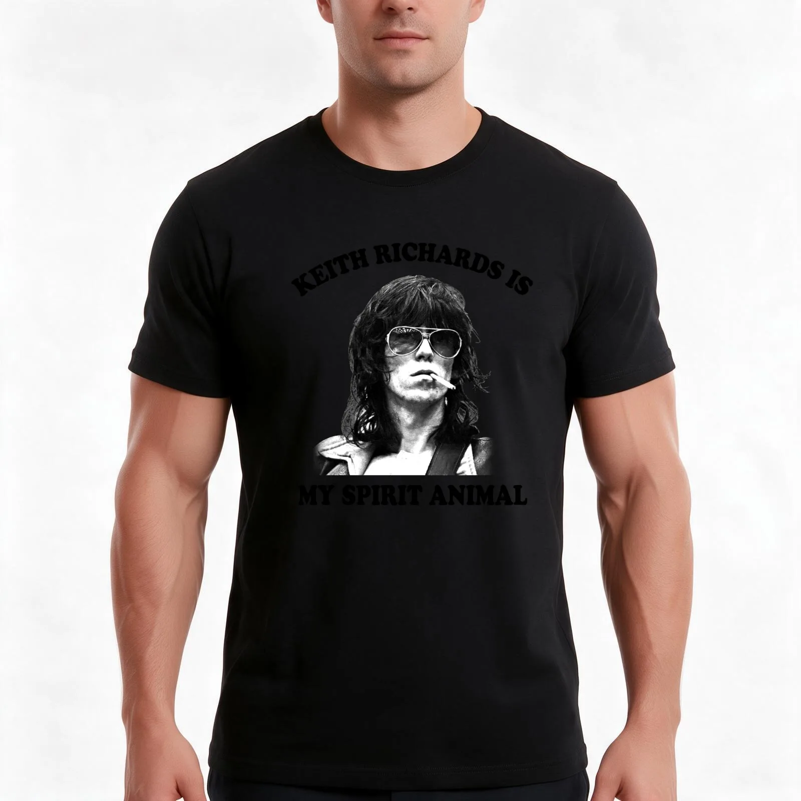 Kéíth Ríchárds Is My Spirit Animal T-Shirt, Summer Casual Cotton Tee, Oversized Streetwear Tops, Vintage Graphic Print